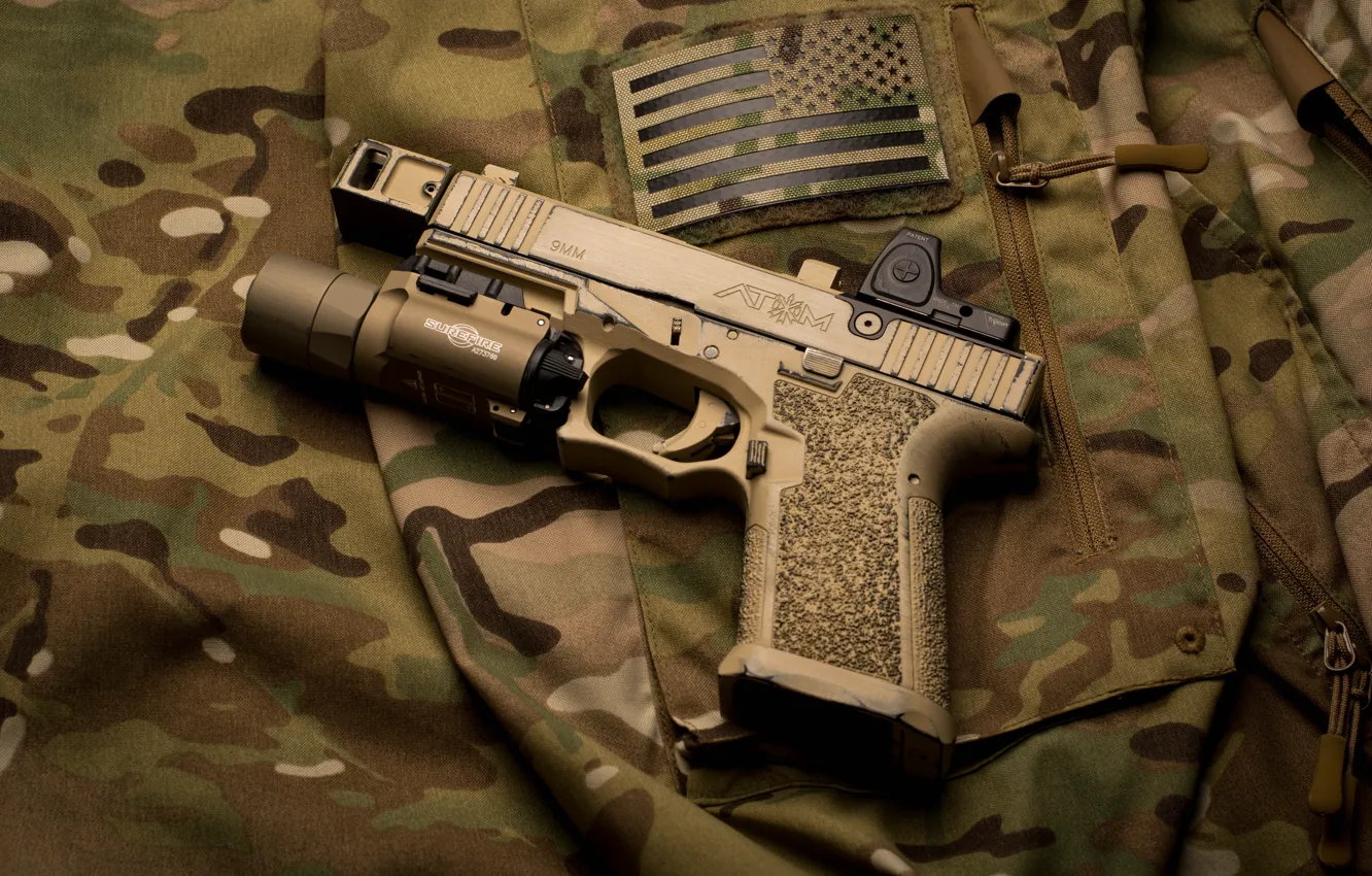 Photo wallpaper gun, background, flashlight