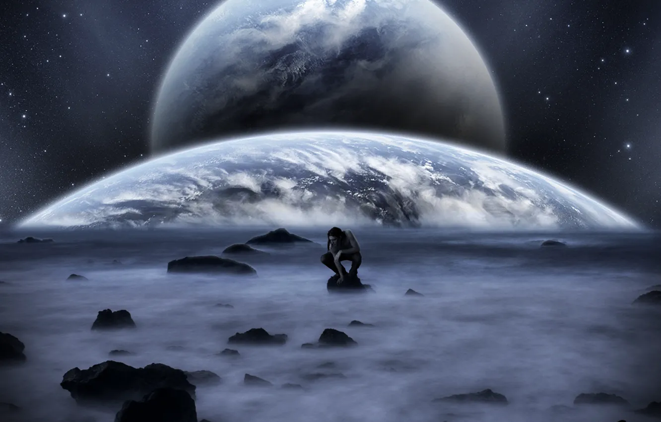 Photo wallpaper the sky, stars, planet