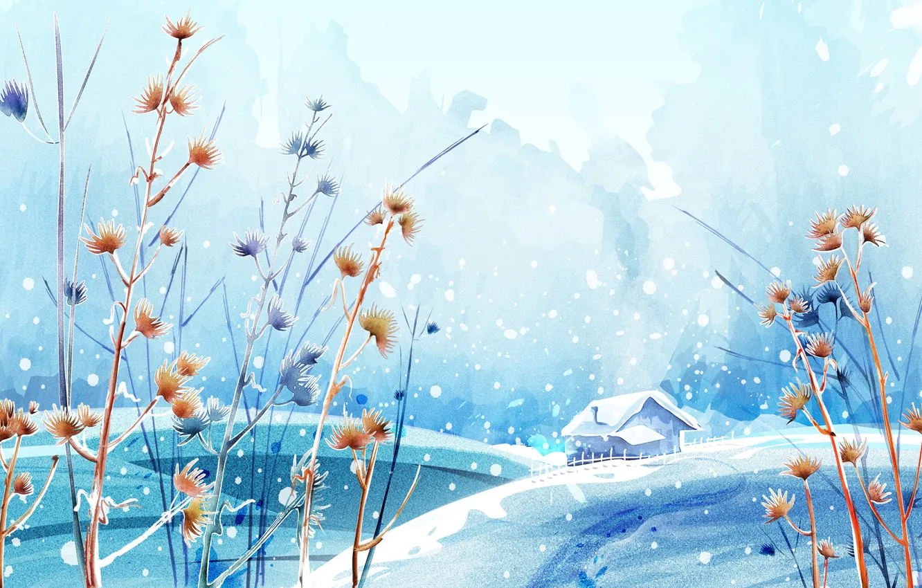 Photo wallpaper paint, figure, Beautiful winter day