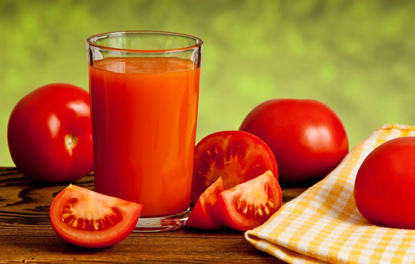 Photo wallpaper red, glass, vegetables, tomatoes, tomatoes, napkin, tomato juice