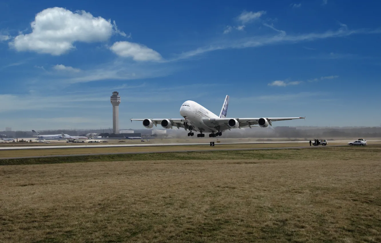 Photo wallpaper A380, Airbus, Aviatoin, Take Off, AirFrance