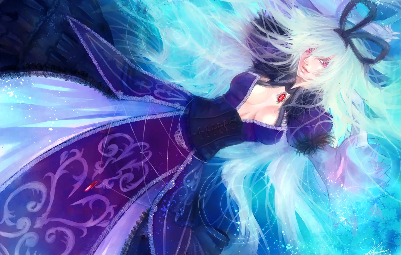 Photo wallpaper girl, abstraction, dress, pendant, corset, bow, touhou, Strikingly Is Wait