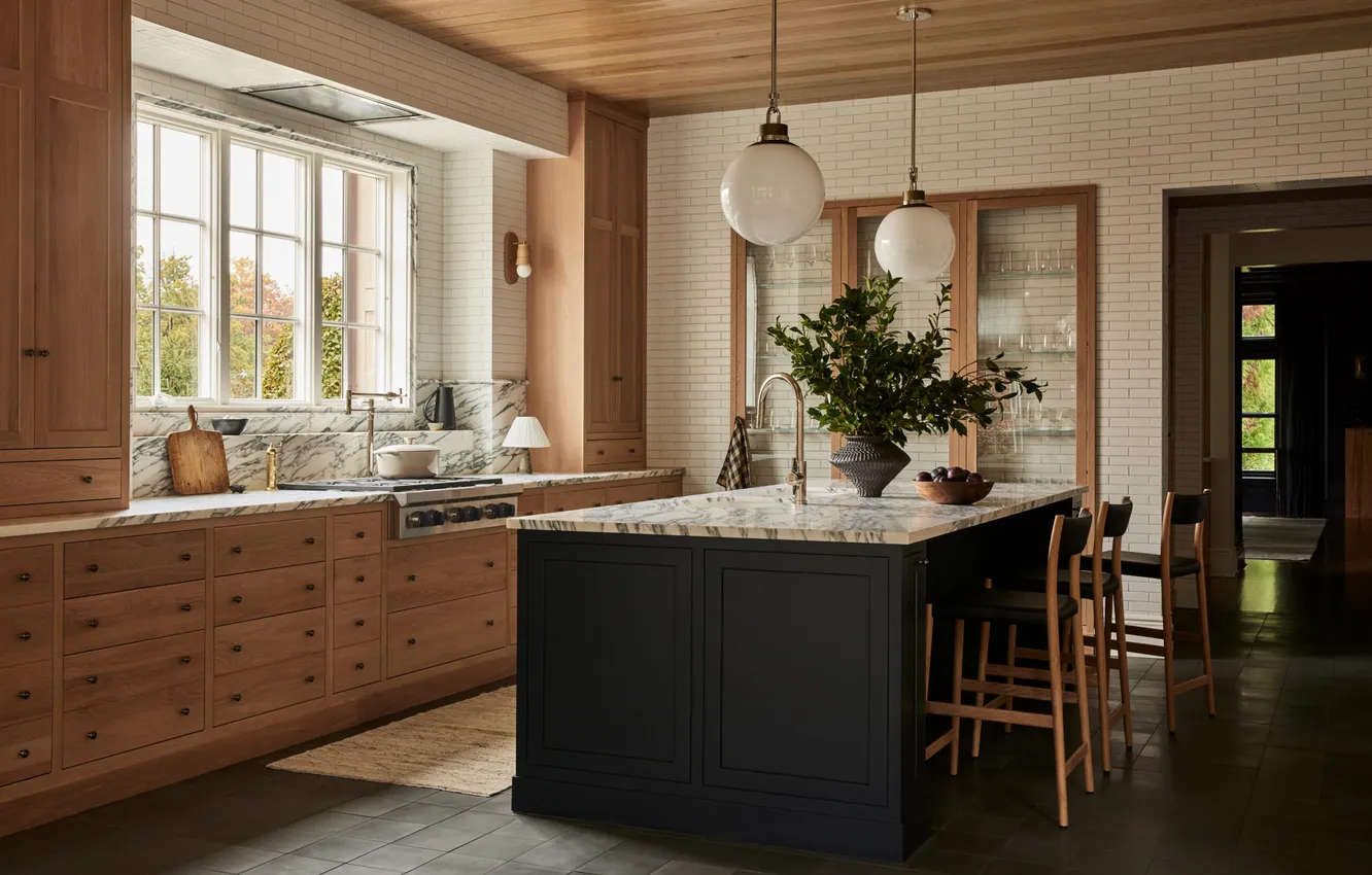 Photo wallpaper design, style, room, New York, Kitchen Interior, Kitchen interior, Modern farmhouse, Cozy Country to Modern …