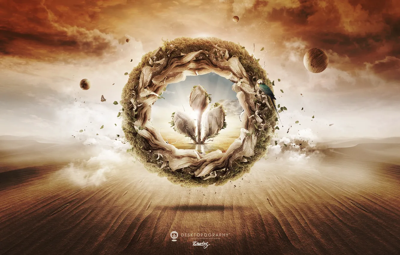 Photo wallpaper collage, logo, desktopography, render