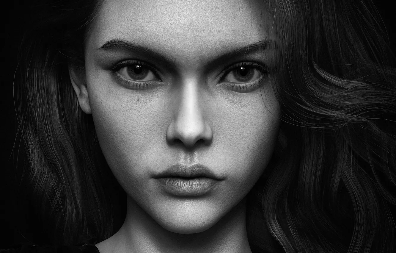 Photo wallpaper girl, graphics, The Author Of The Work Is A