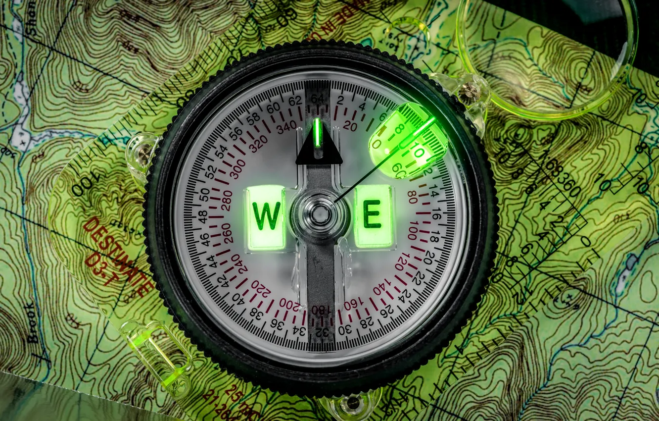 Photo wallpaper macro, arrows, map, figures, compass
