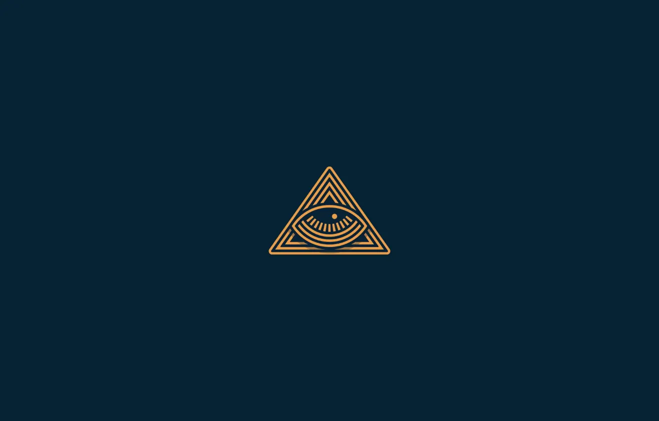 Photo wallpaper minimalism, pyramid, blue background, The Illuminati, The Eye of Providence