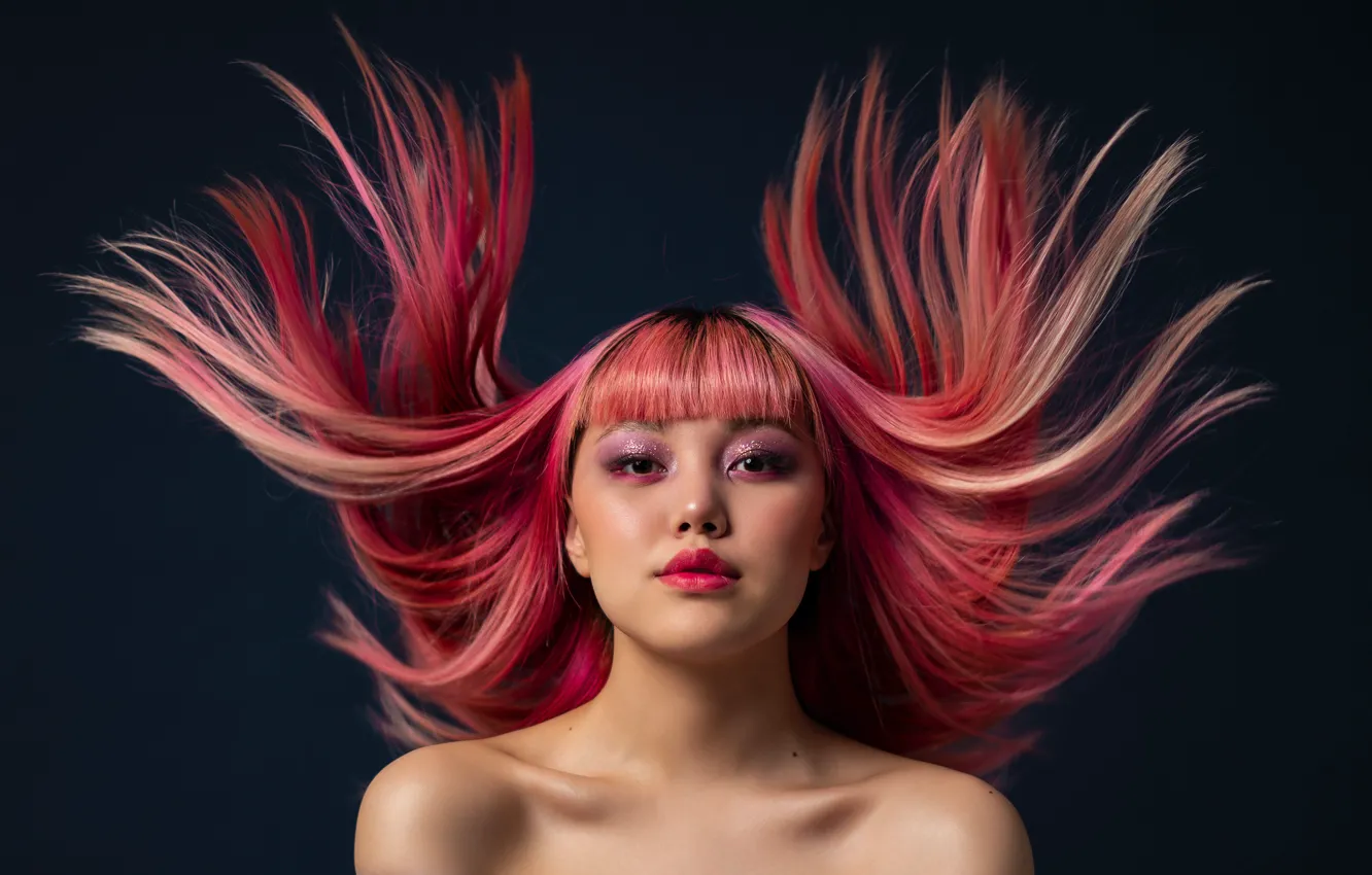 Photo wallpaper style, the dark background, portrait, makeup, Asian, style, asian, portrait