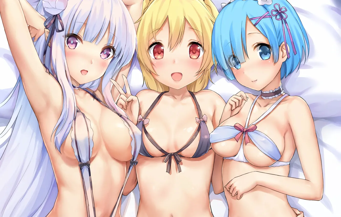 Photo wallpaper girl, sexy, boobs, anime, beautiful, short hair, pretty, felt