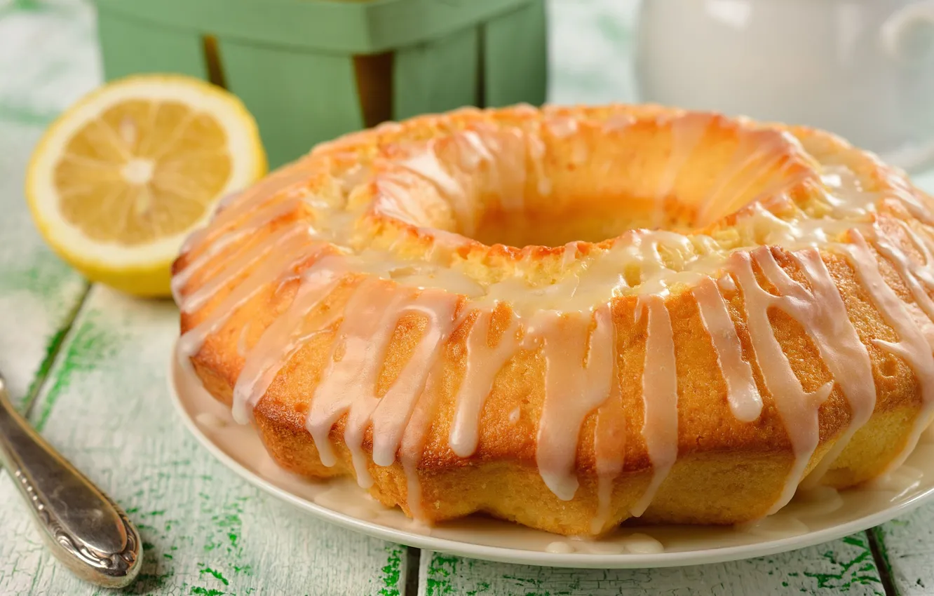 Photo wallpaper lemon, muffin, dessert, cakes, cupcakes, lemon glaze