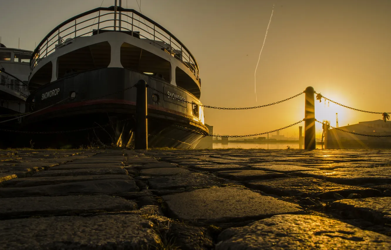 Photo wallpaper light, ship, Marina, morning