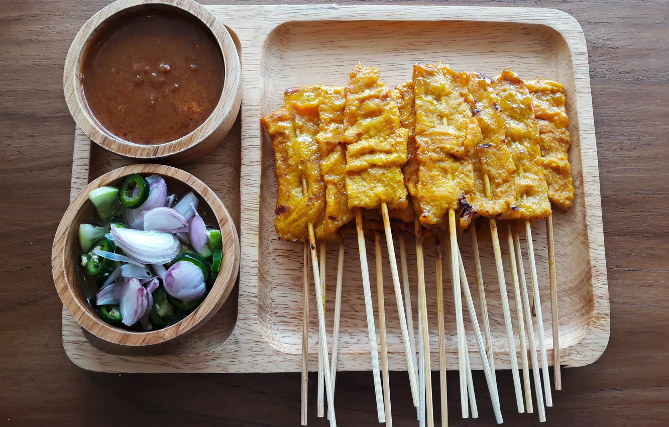 Photo wallpaper background, food, Chicken Satay