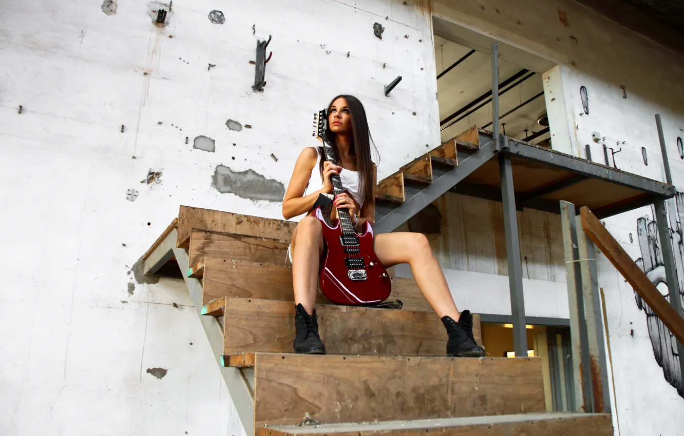Photo wallpaper girl, music, guitar