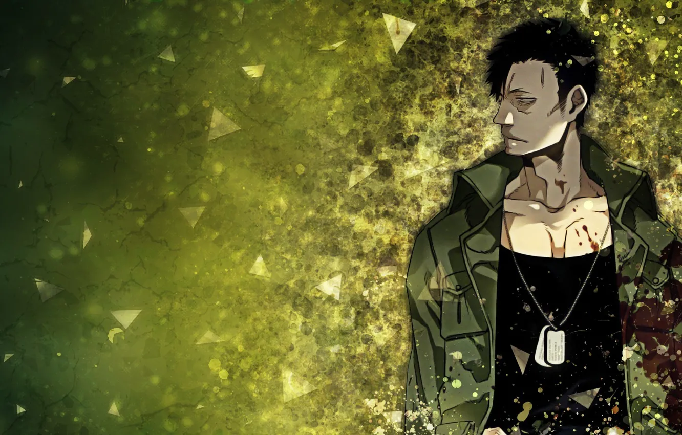 Photo wallpaper green, glass, game, anime, man, assassin, asian, manga