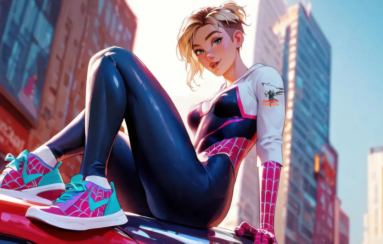 Photo wallpaper spider, gwen, motion, ghost, stacy