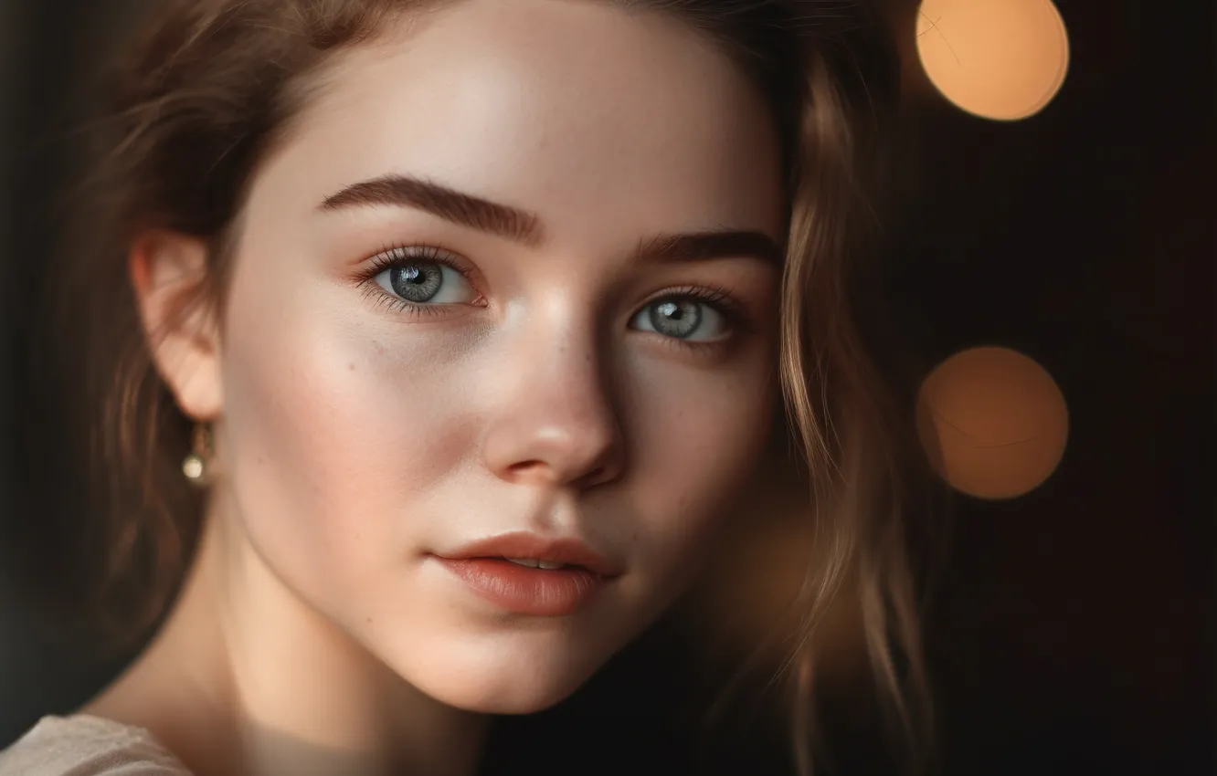Photo wallpaper look, girl, face, portrait, AI art, neural network