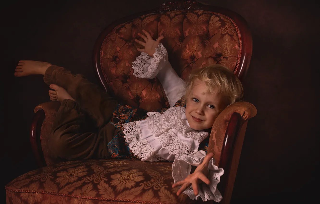 Photo wallpaper pose, chair, boy, baby, child, Lisowska Monika