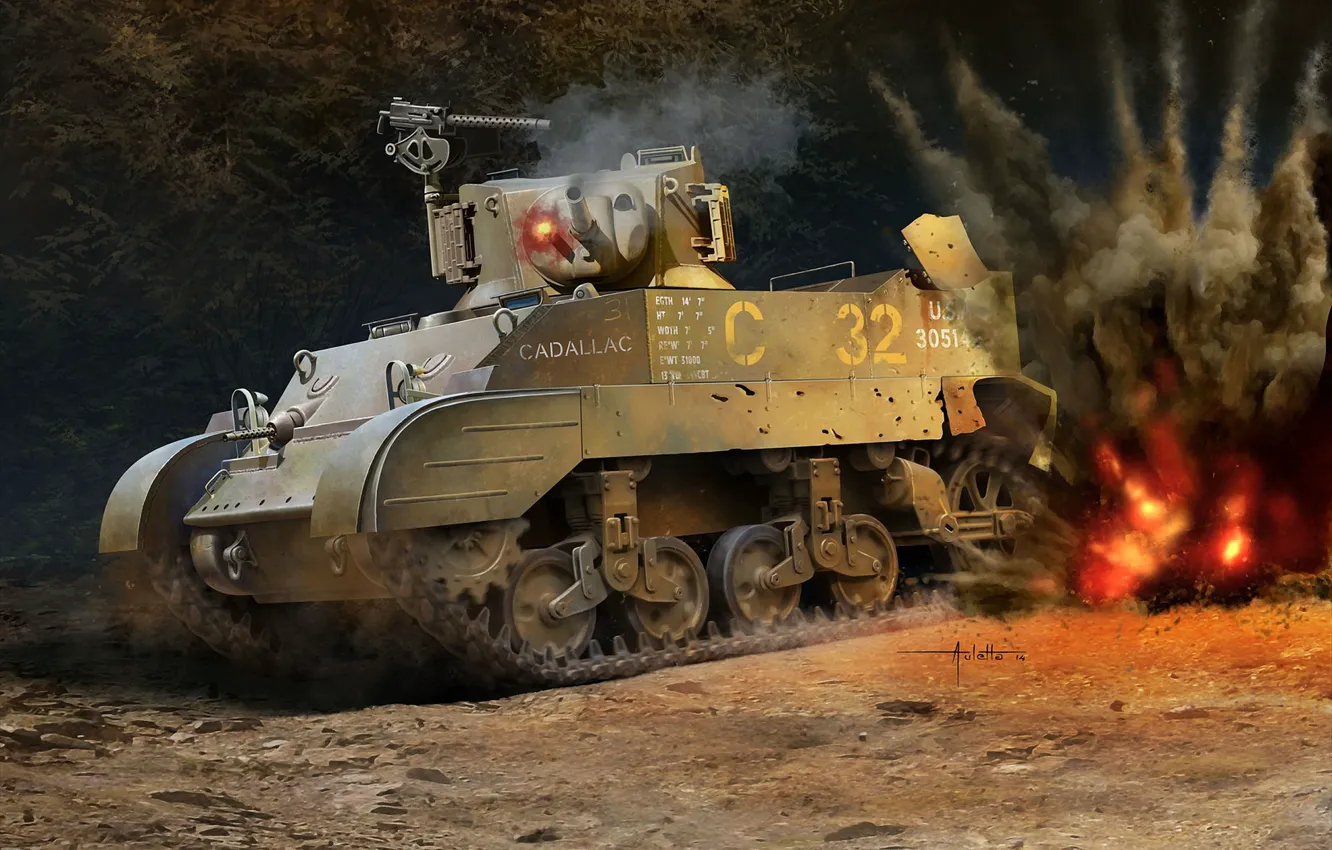 Photo wallpaper tank, USA, US Army, easy, Auletta, M5A1 Stuart, US Light Tank M5A1