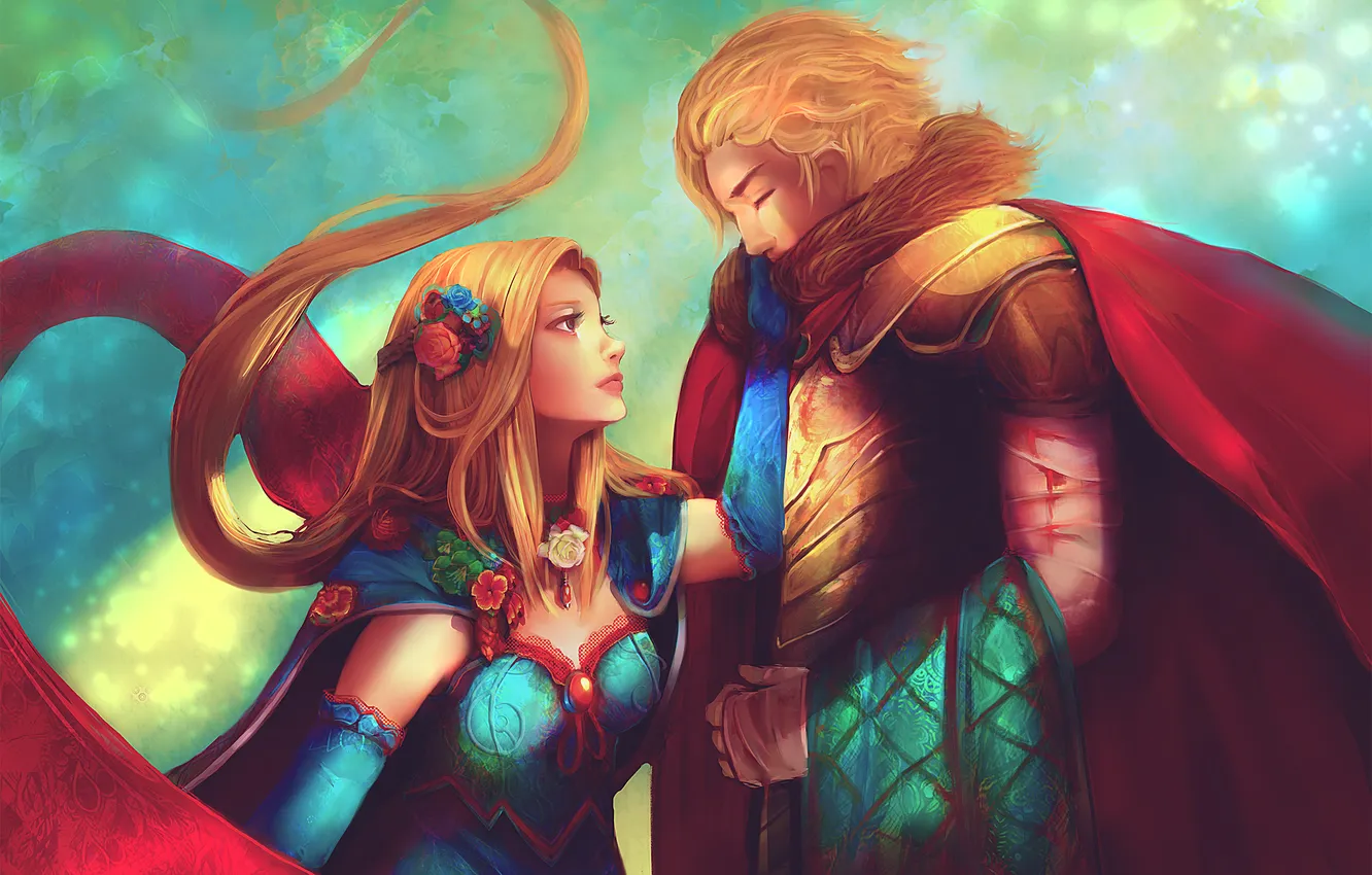 Photo wallpaper girl, love, hair, fantasy, art, guy