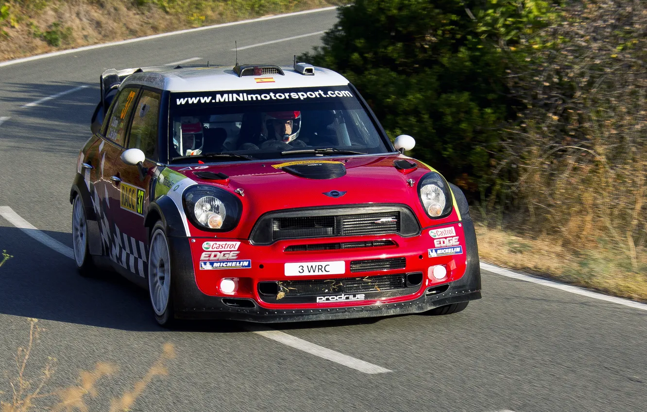 Photo wallpaper road, asphalt, red, Mini, Mini Cooper, WRC, Rally, Rally