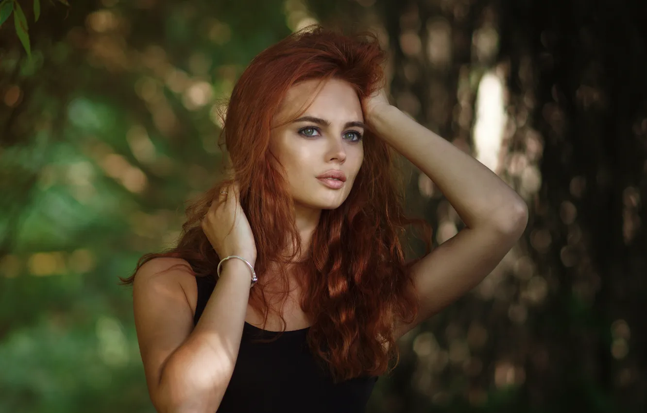 Photo wallpaper look, girl, face, model, portrait, makeup, dress, light