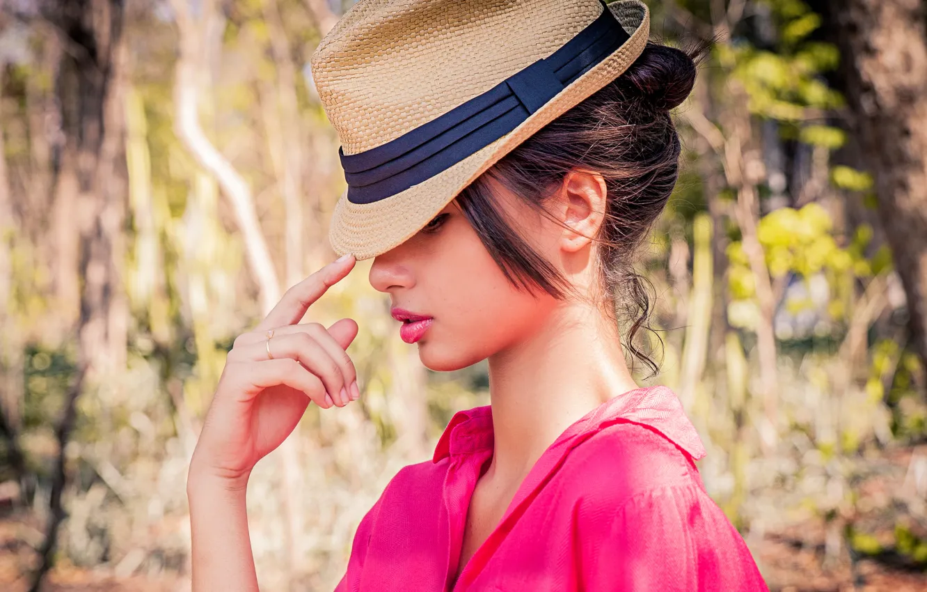 Photo wallpaper girl, model, hat