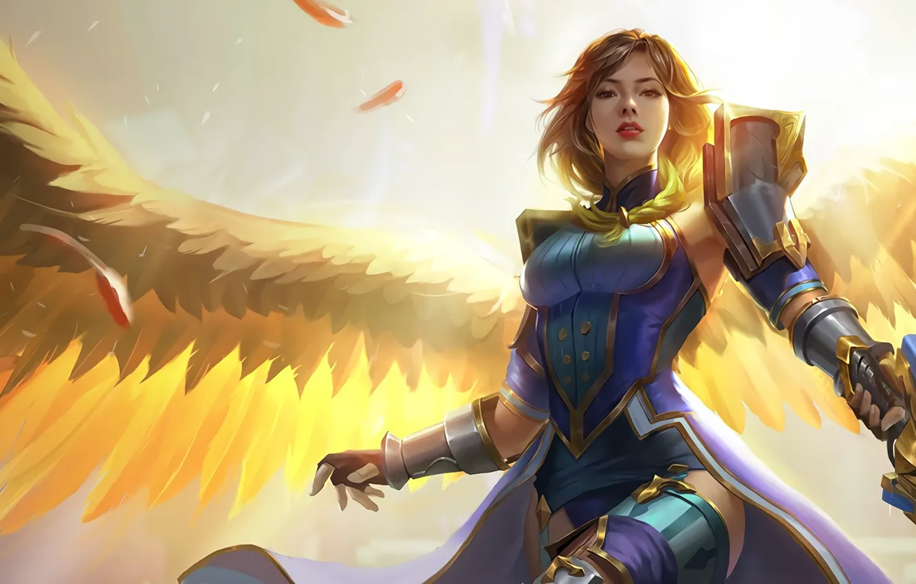 Photo wallpaper girl, weapons, angel, Paladins