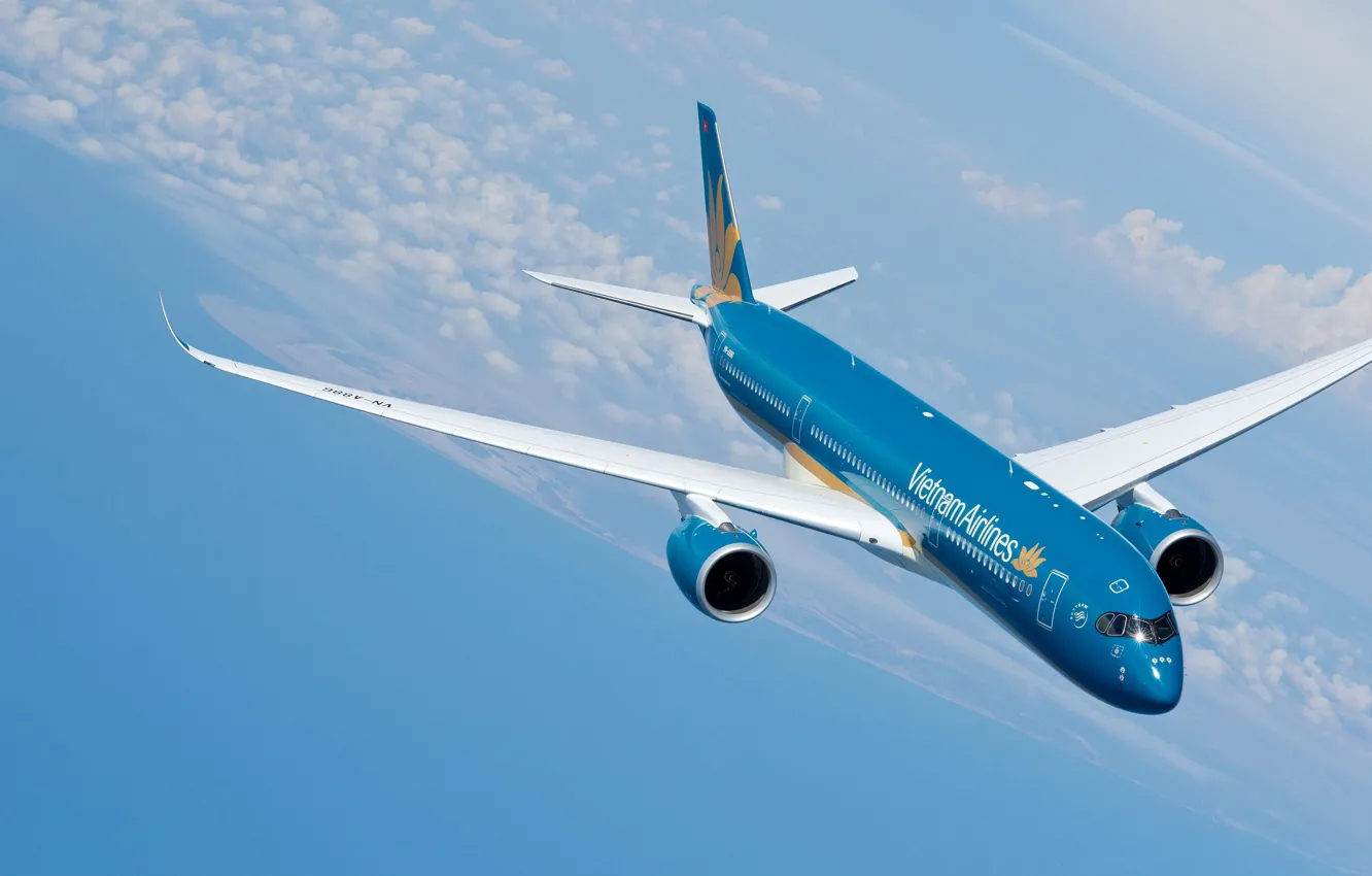 Photo wallpaper wings, Airbus, Airbus A350-900, A passenger plane, Airbus A350 XWB, Vietnam Airlines