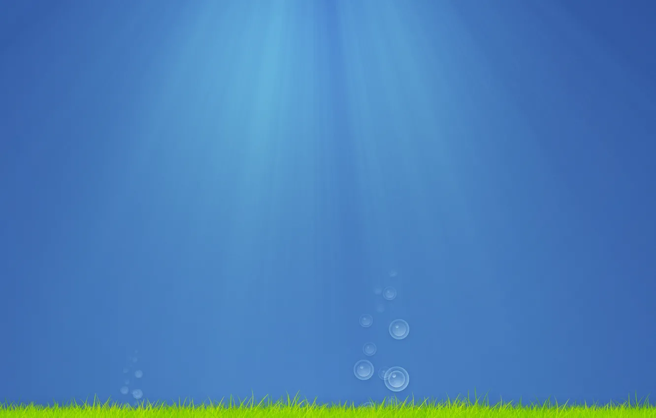 Photo wallpaper sea, grass, water, drops, rays, light, algae, bubbles