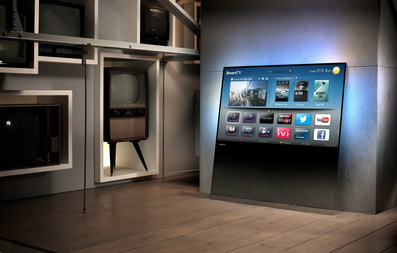Photo wallpaper future, past, interior, TV, smart tv, Philips DesignLine TV