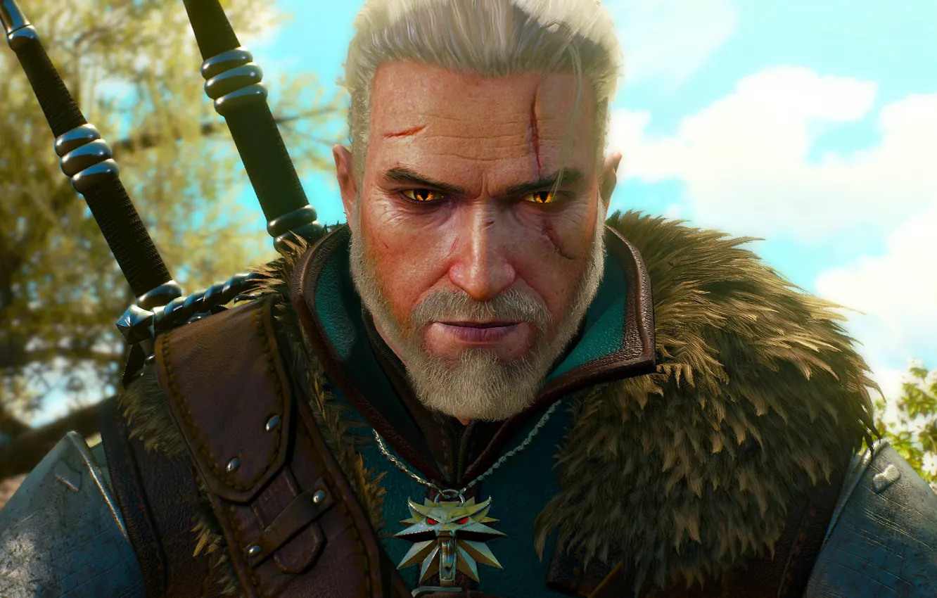 Photo wallpaper The game, Sword, Warrior, Art, The Witcher, Herald, The Witcher 3