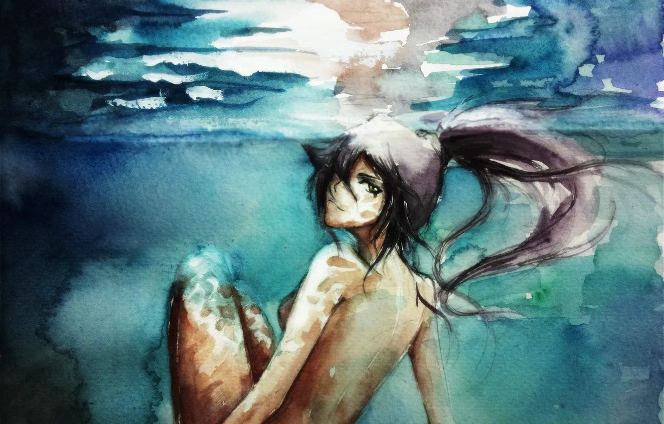 Photo wallpaper look, water, girl, smile, mood, Bleach, Bleach, art