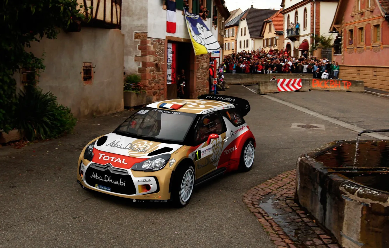 Photo wallpaper The city, Sport, Race, Citroen, DS3, WRC, Rally, Sebastien Loeb