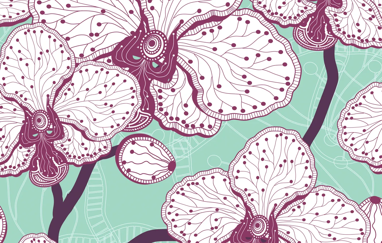 Photo wallpaper flowers, figure, vector, art