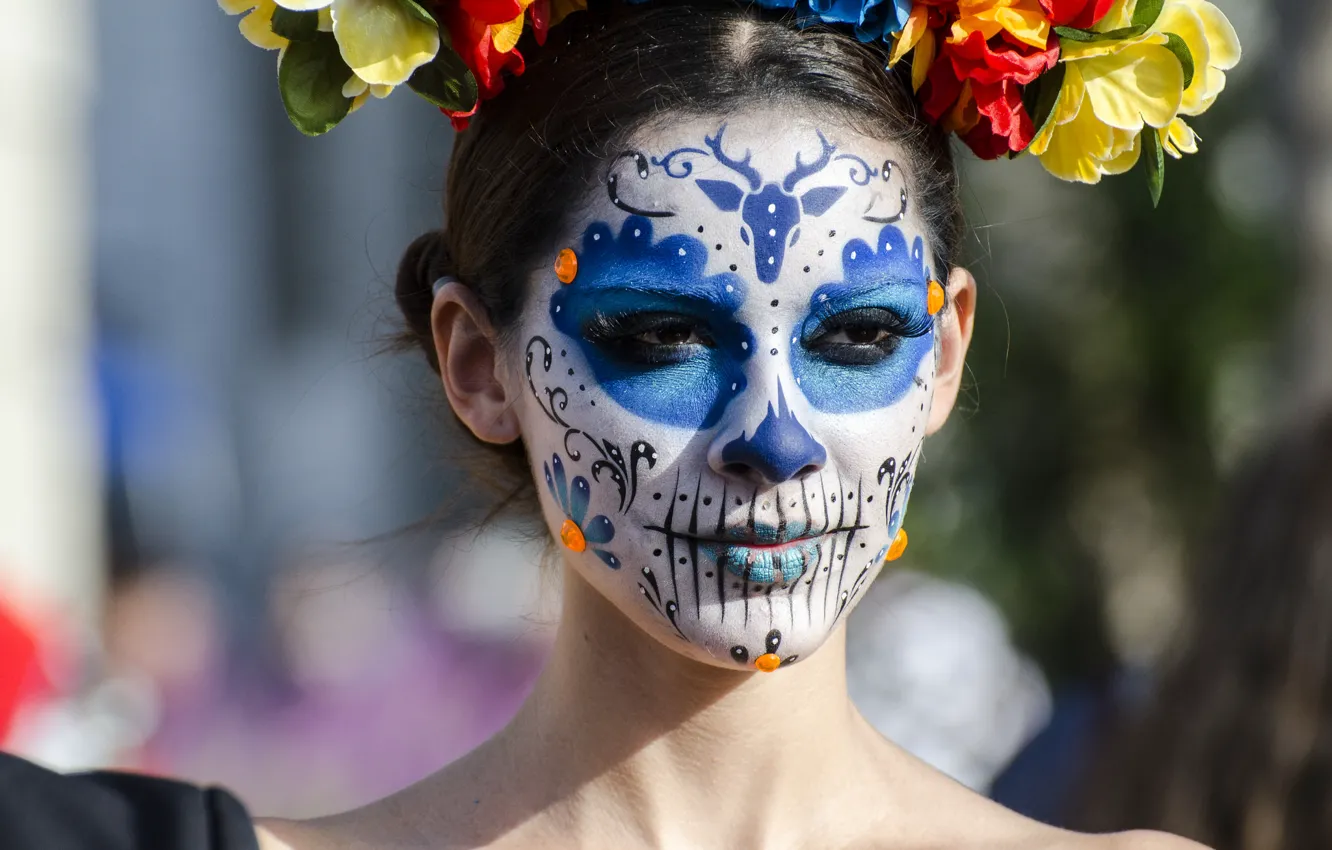 Photo wallpaper face, style, paint, day of the dead, day of the dead