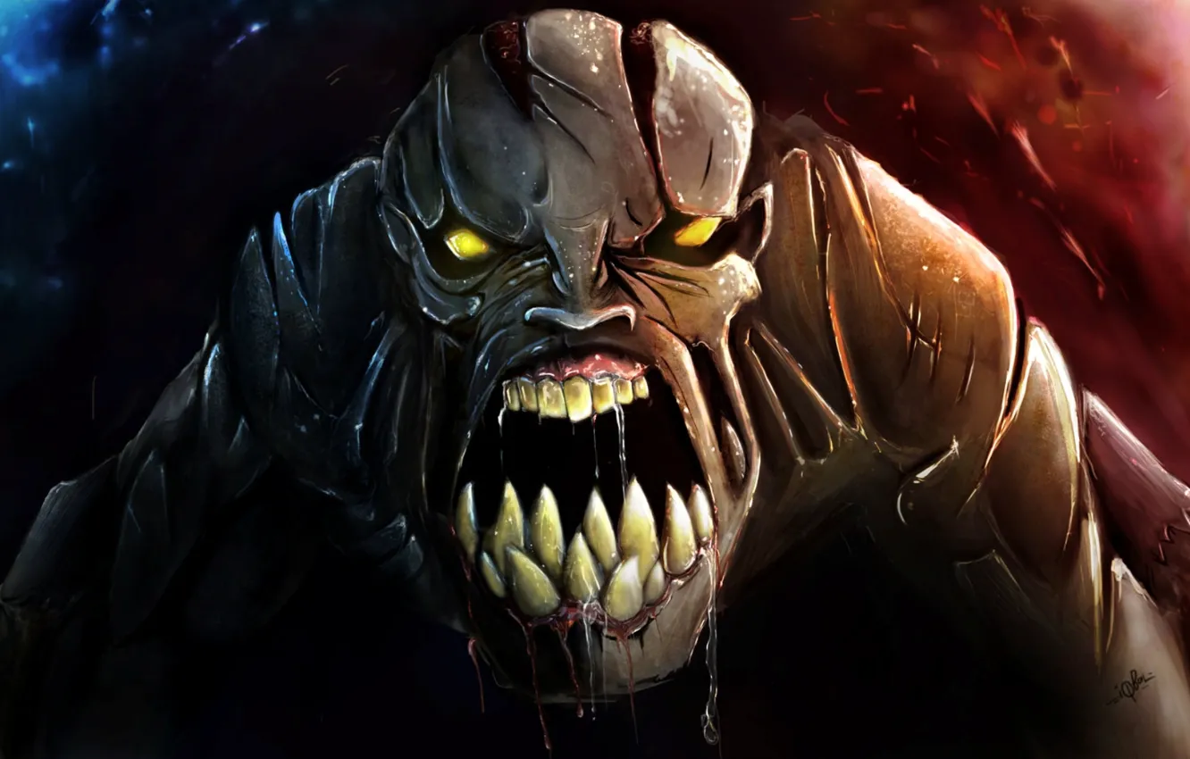 Photo wallpaper monster, teeth, art, wounds, dota 2, lifestealer