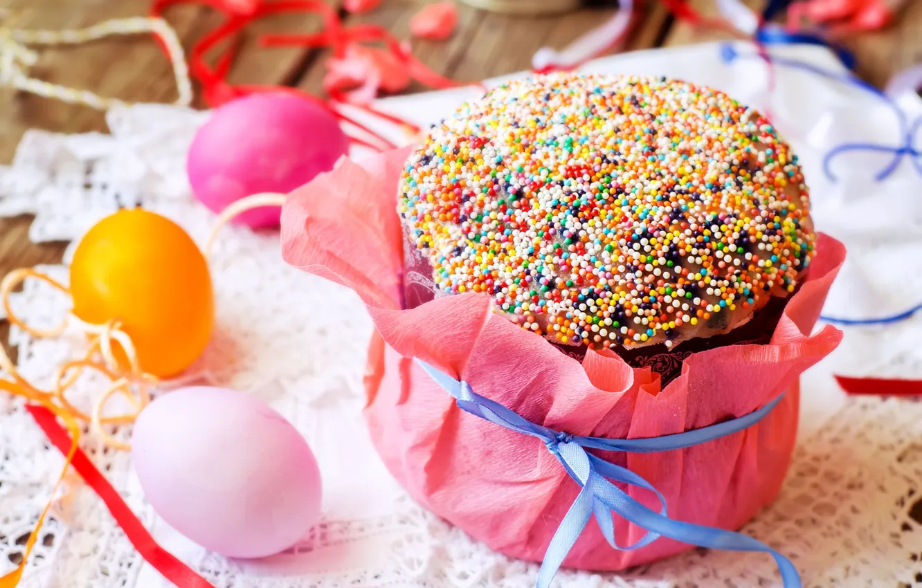 Photo wallpaper eggs, Easter, cake, decor, powder