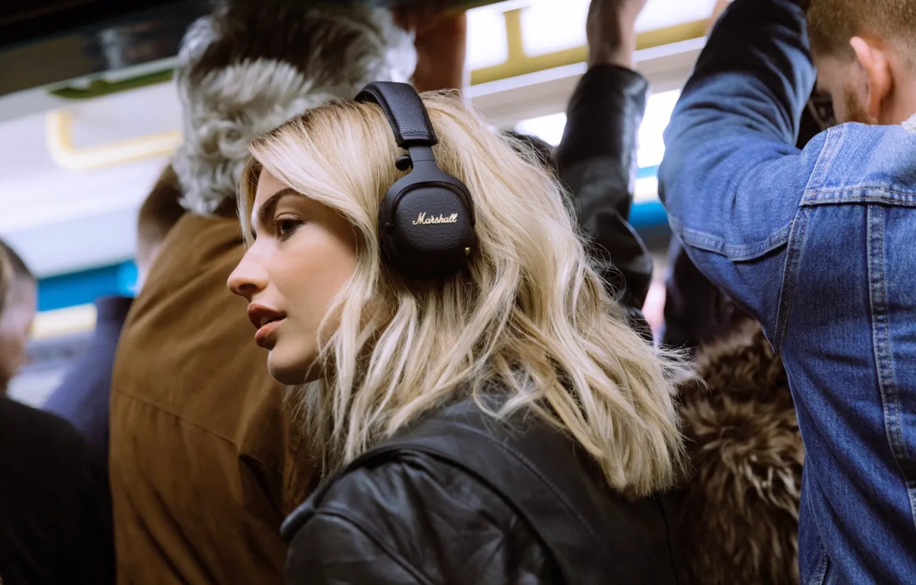 Photo wallpaper headphones, marshall, wireless headphones, Bluetooth headset, wireless noise-cancelling headphones, Marshall, Marshall Mid ANC Bluetooth Black