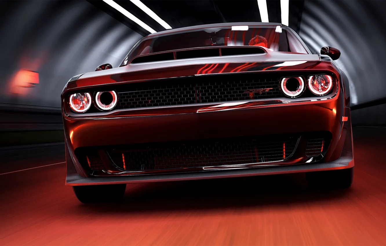 Photo wallpaper Auto, The game, Machine, Dodge, Challenger, Game Art, Mikhail Sharov, Forza Horizon 4