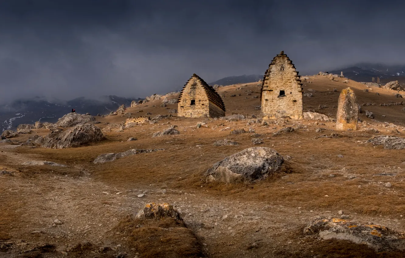 Photo wallpaper mountains, nature, the crypt, Nadezhda Demkina, the village of Tsmiti, North Ossetia -Alania, Kurtatinsky Gorge