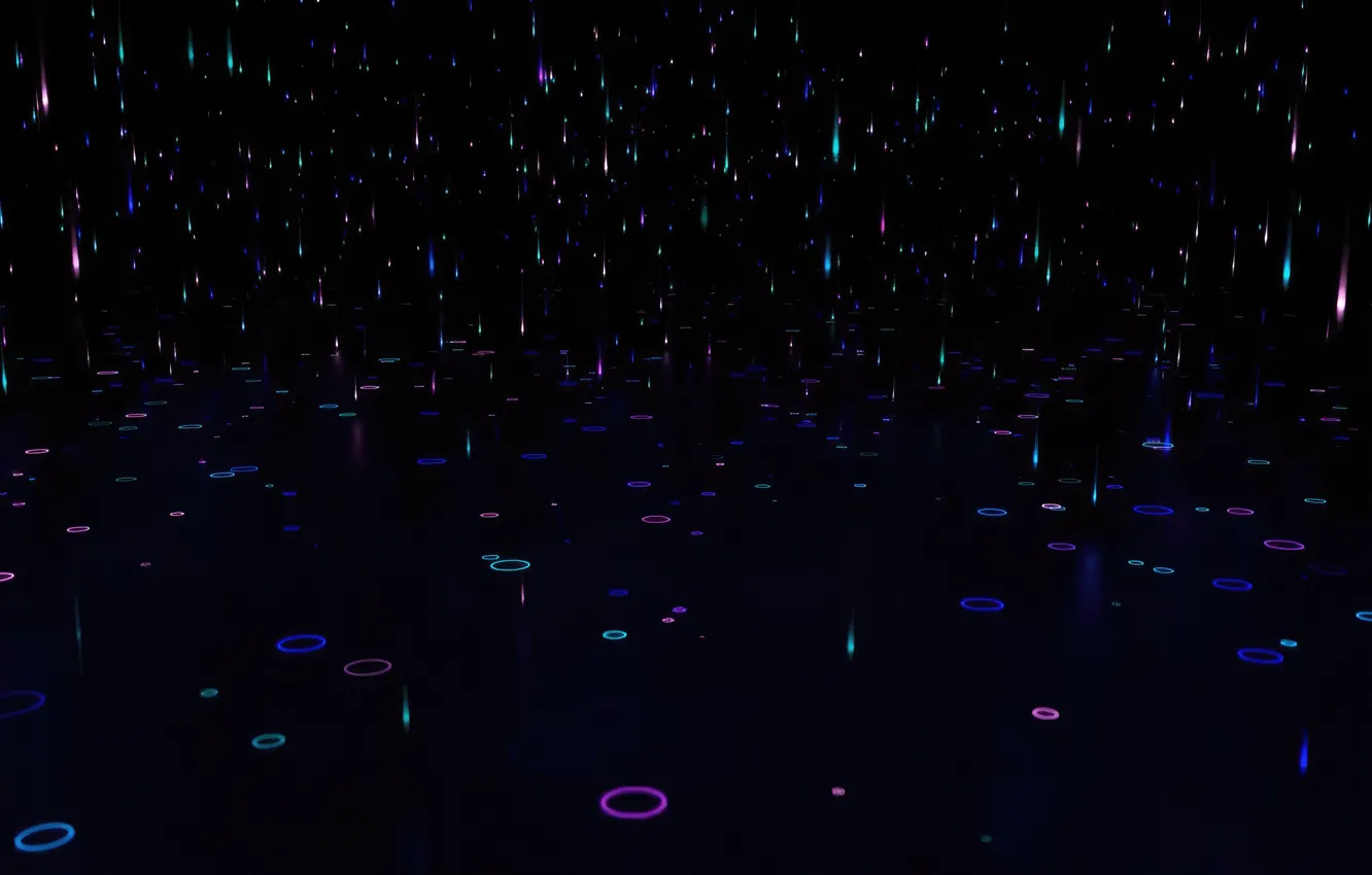 Photo wallpaper drops, abstraction, darkness, rain, black, neon, black, rain