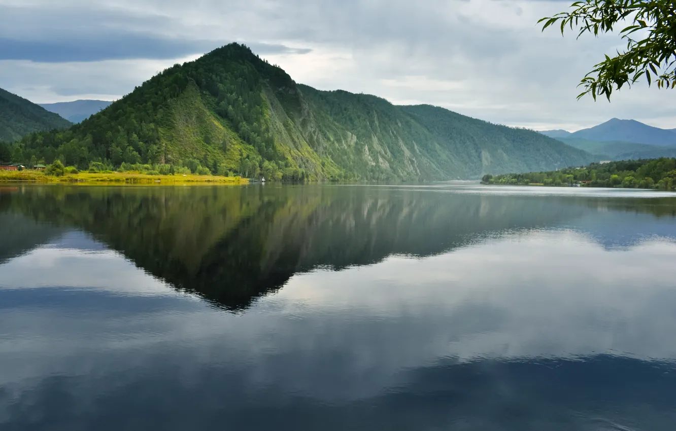 Photo wallpaper lake, surface, reflection, mountain, ridge