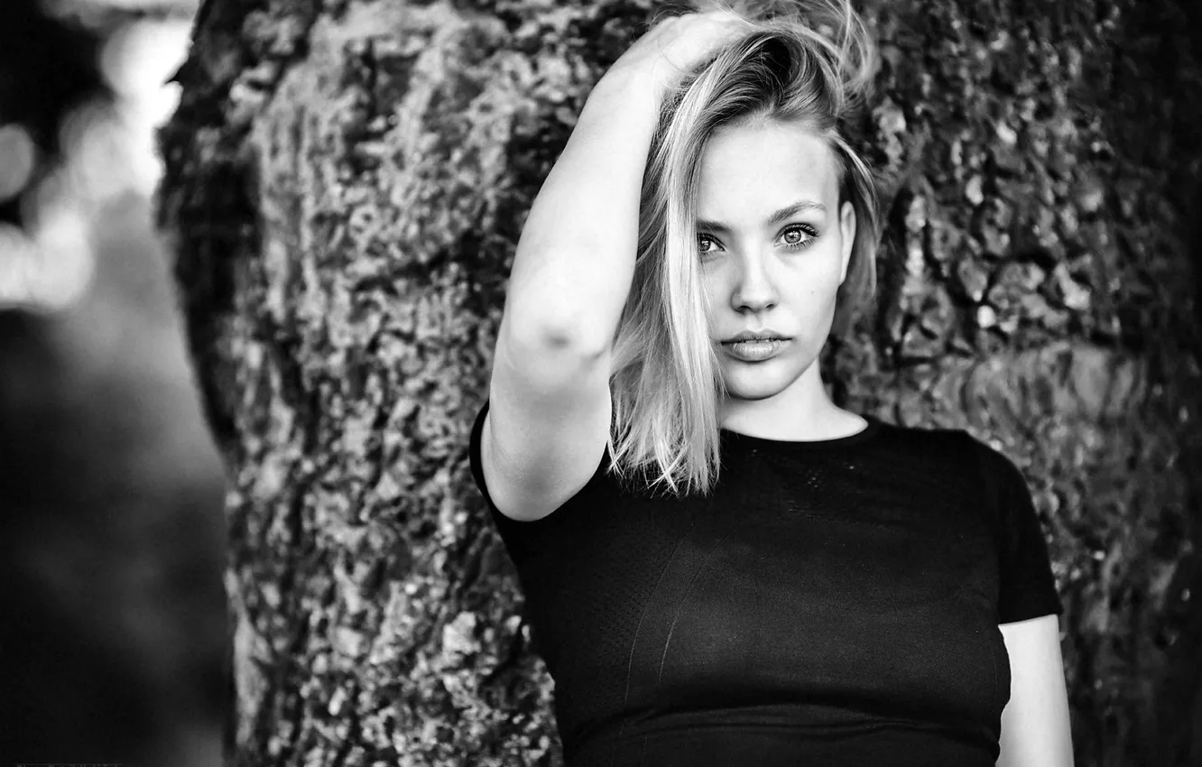 Photo wallpaper look, pose, model, portrait, makeup, Mike, hairstyle, blonde