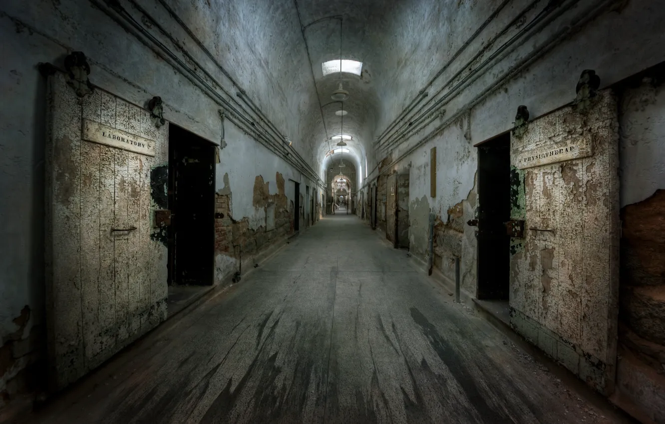 Photo wallpaper background, prison, corridor