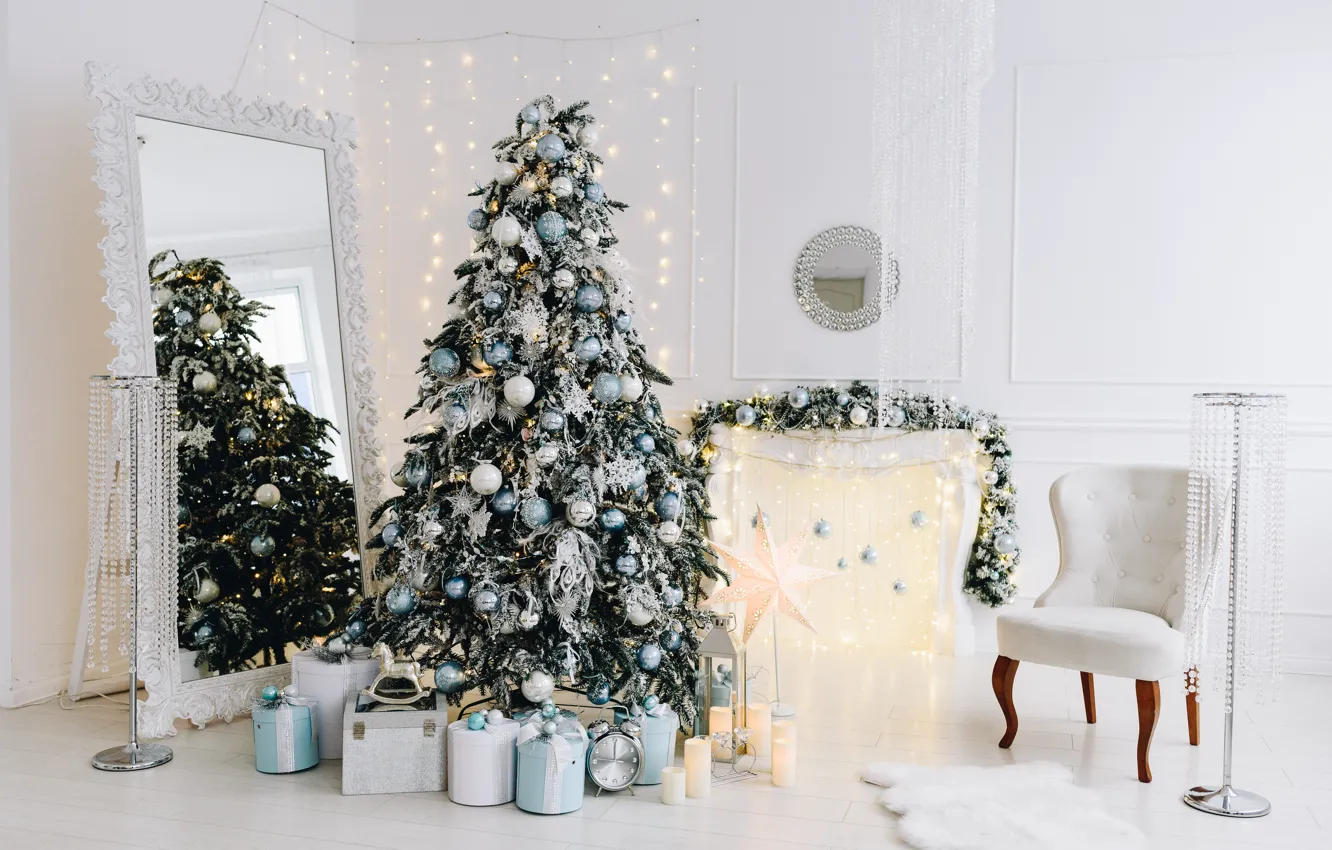 Photo wallpaper decoration, gift, balls, tree, new year, Christmas, Christmas, balls