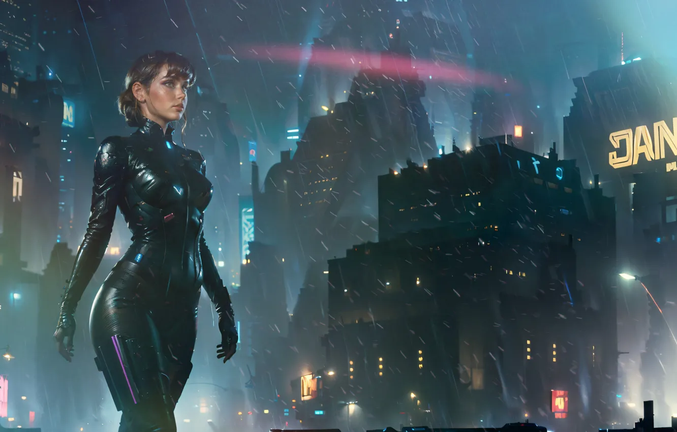 Photo wallpaper city, Ana de Armas, watcher, scifi