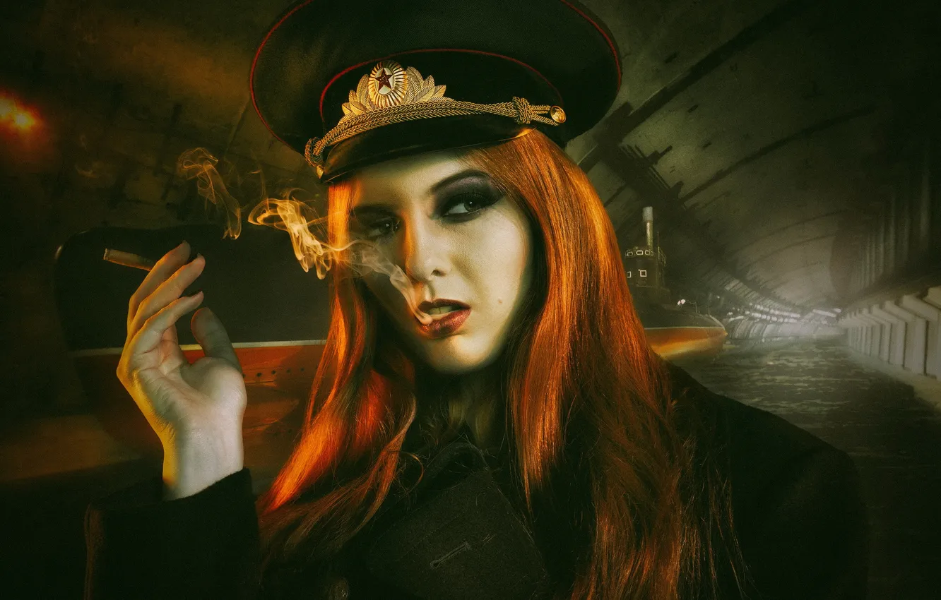 Photo wallpaper woman, russia, navy, composite, officer, Stranger in Balaklava