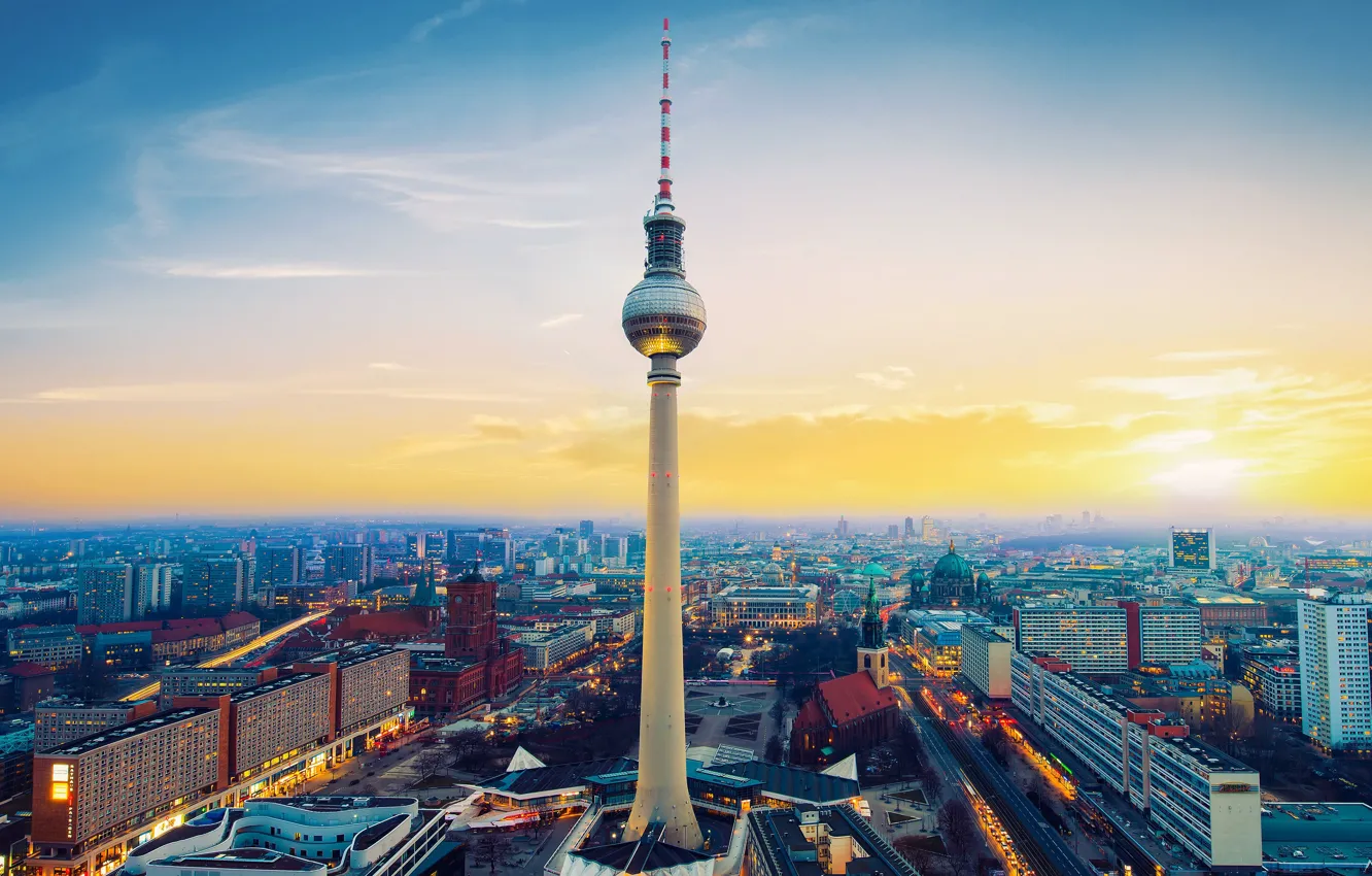 Photo wallpaper tower, Germany, panorama, Berlin, Alexanderplatz