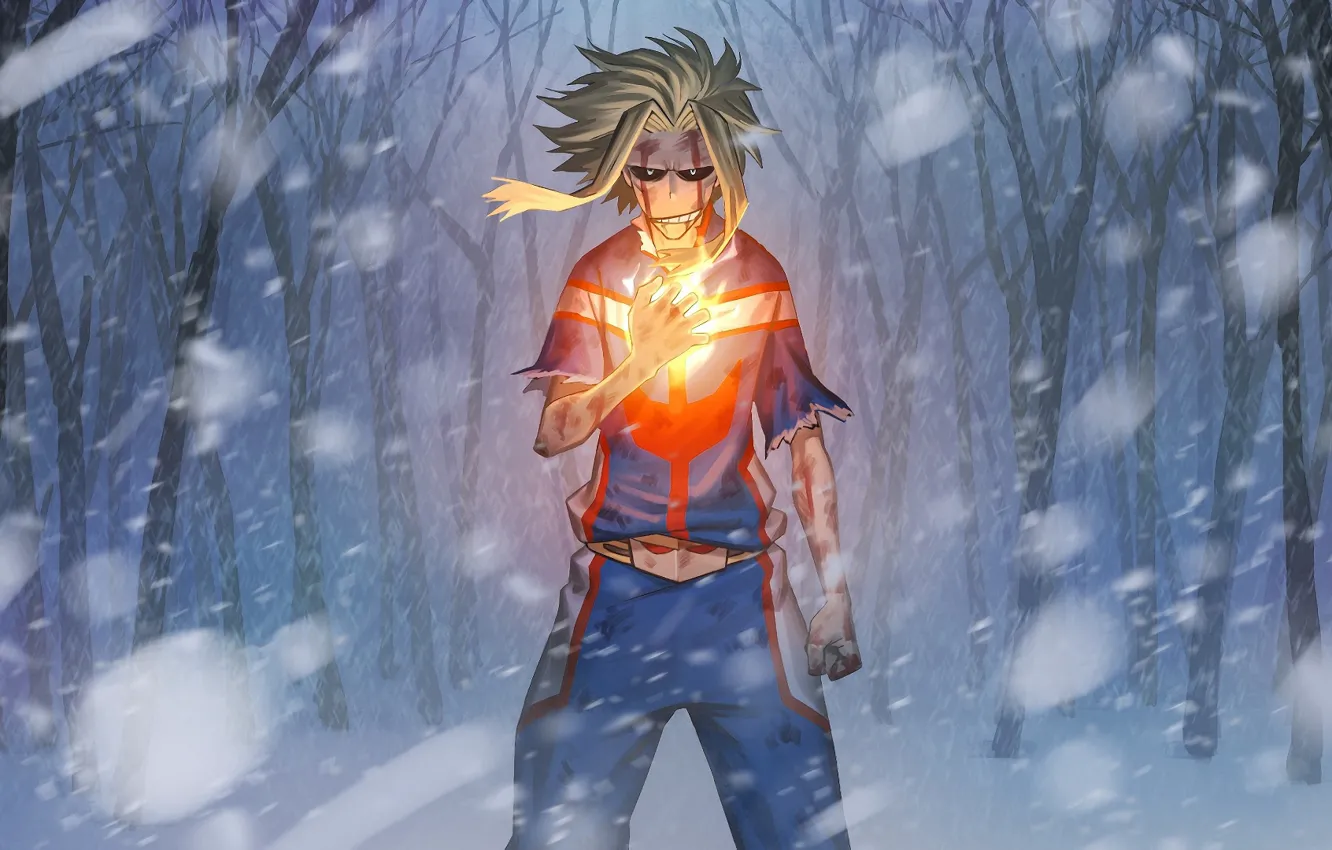 Photo wallpaper winter, snow, guy, Almighty, Boku No Hero Academy, My heroic academia