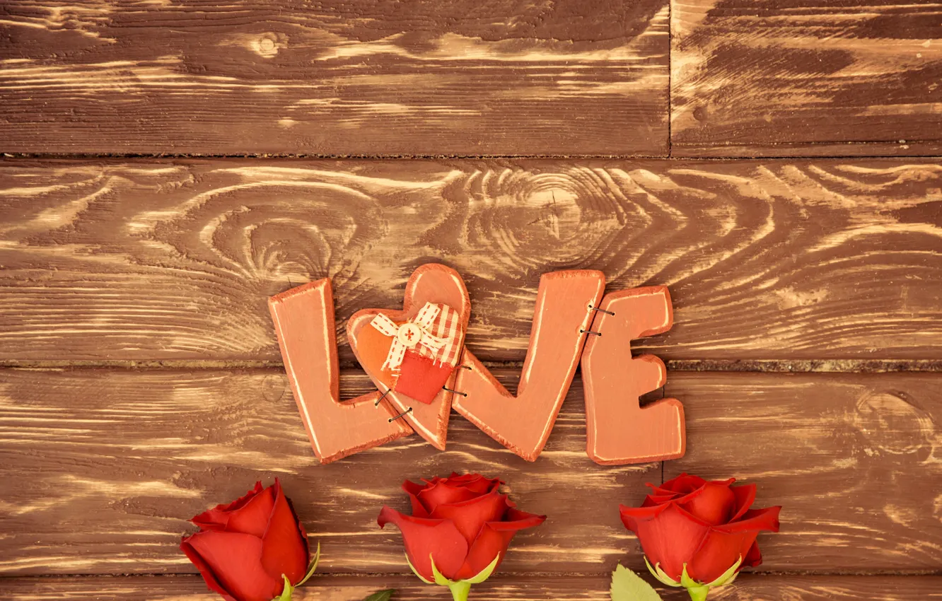 Photo wallpaper love, flowers, letters, background, the inscription, Board, roses, red